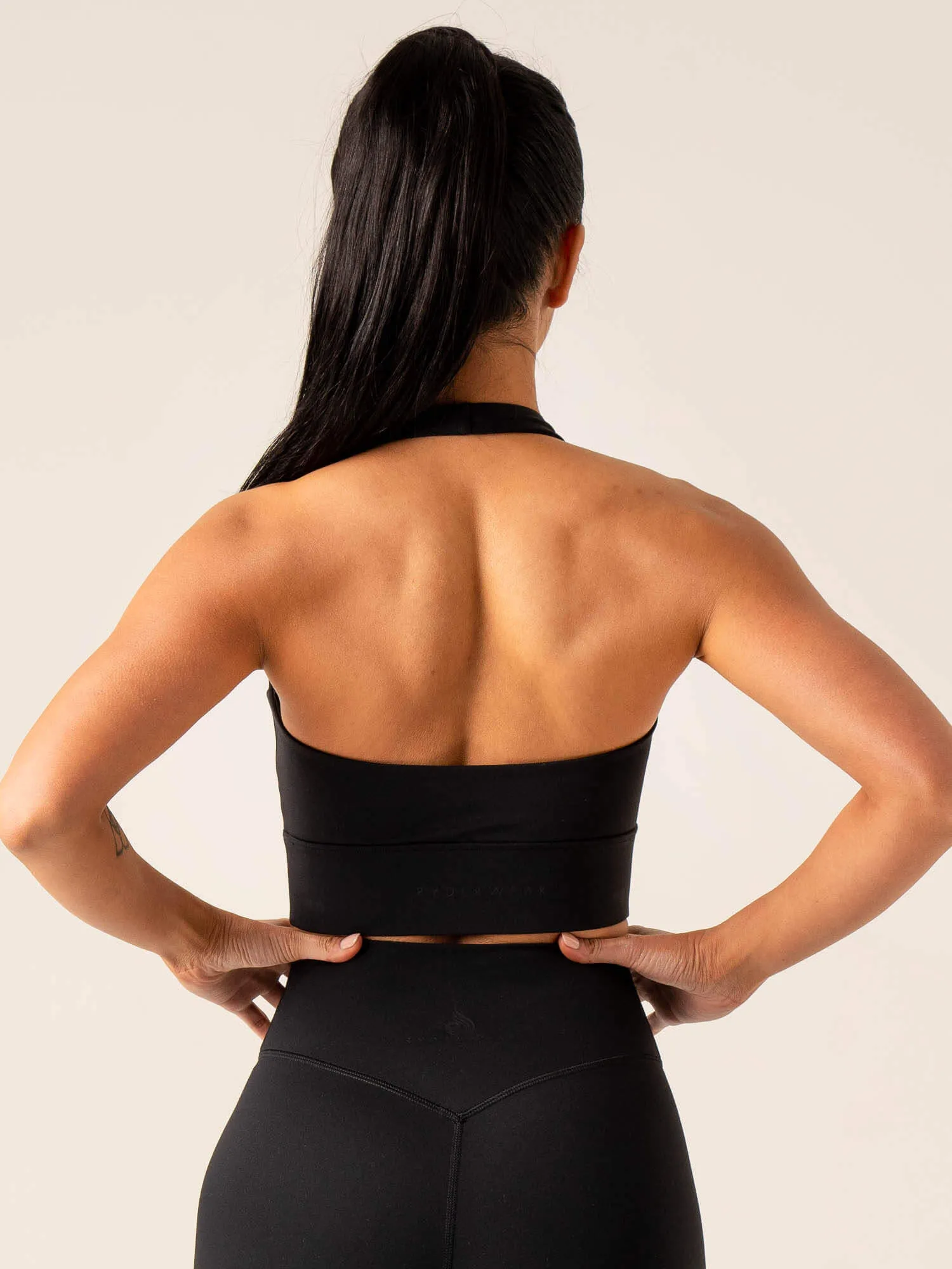 Easy Closure NKD Arch Halter Sports Bra - Black