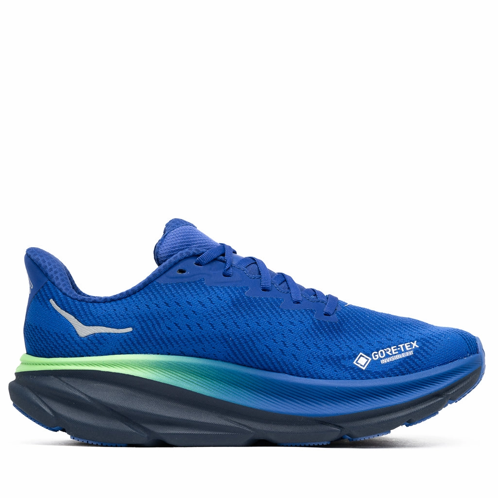 slip-resistant Hoka Clifton 9 Gore-Tex - Dazzling Blue/Evening Sky