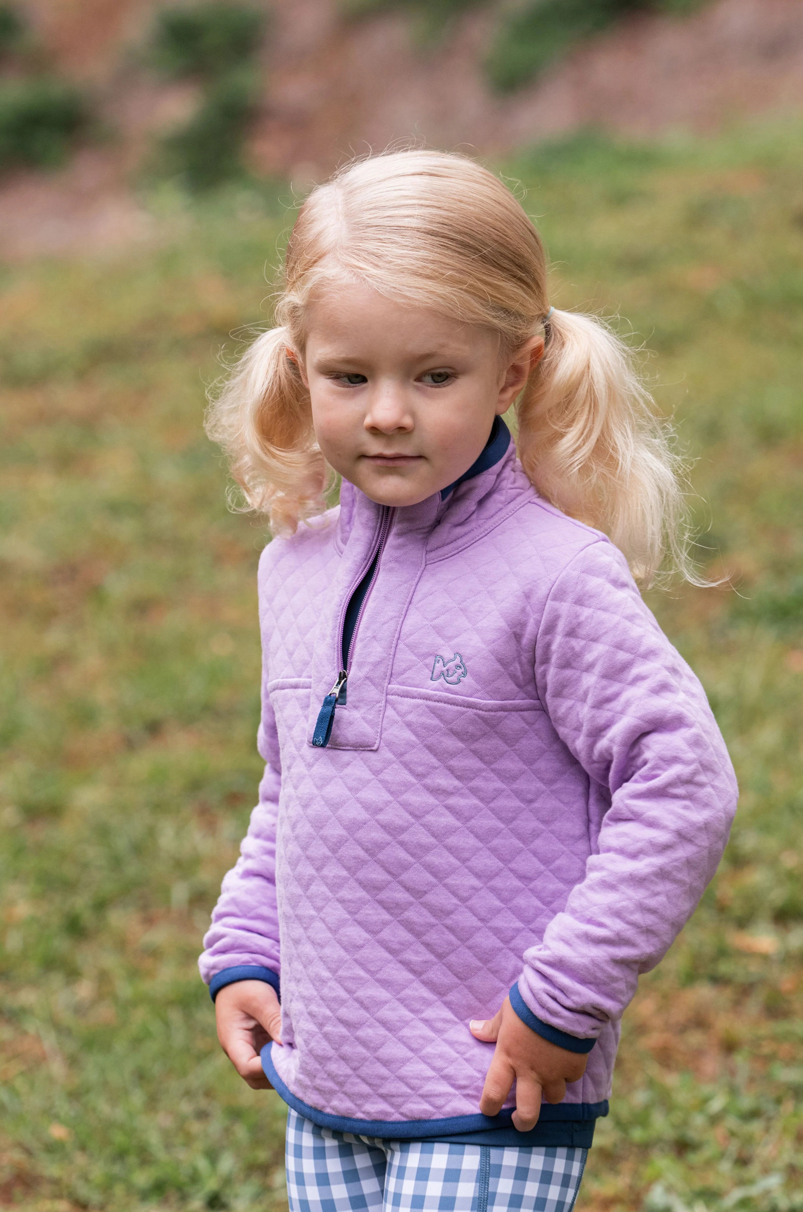 Ballerina outfits for children Slim - fit Quilted Zip Pullover - Sheer Lilac
