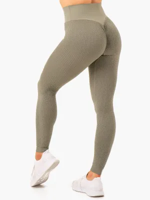 Honeycomb Scrunch Seamless Leggings - Khaki Outdoor Lover Home Lounge