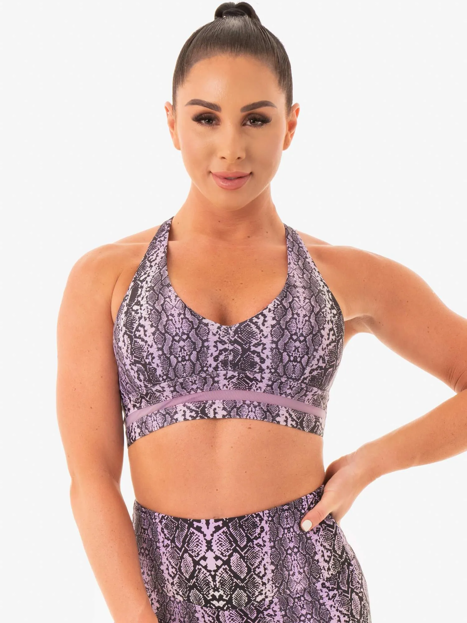 Fitness beginners runners NEM X RW Sports Bra - Purple Snake