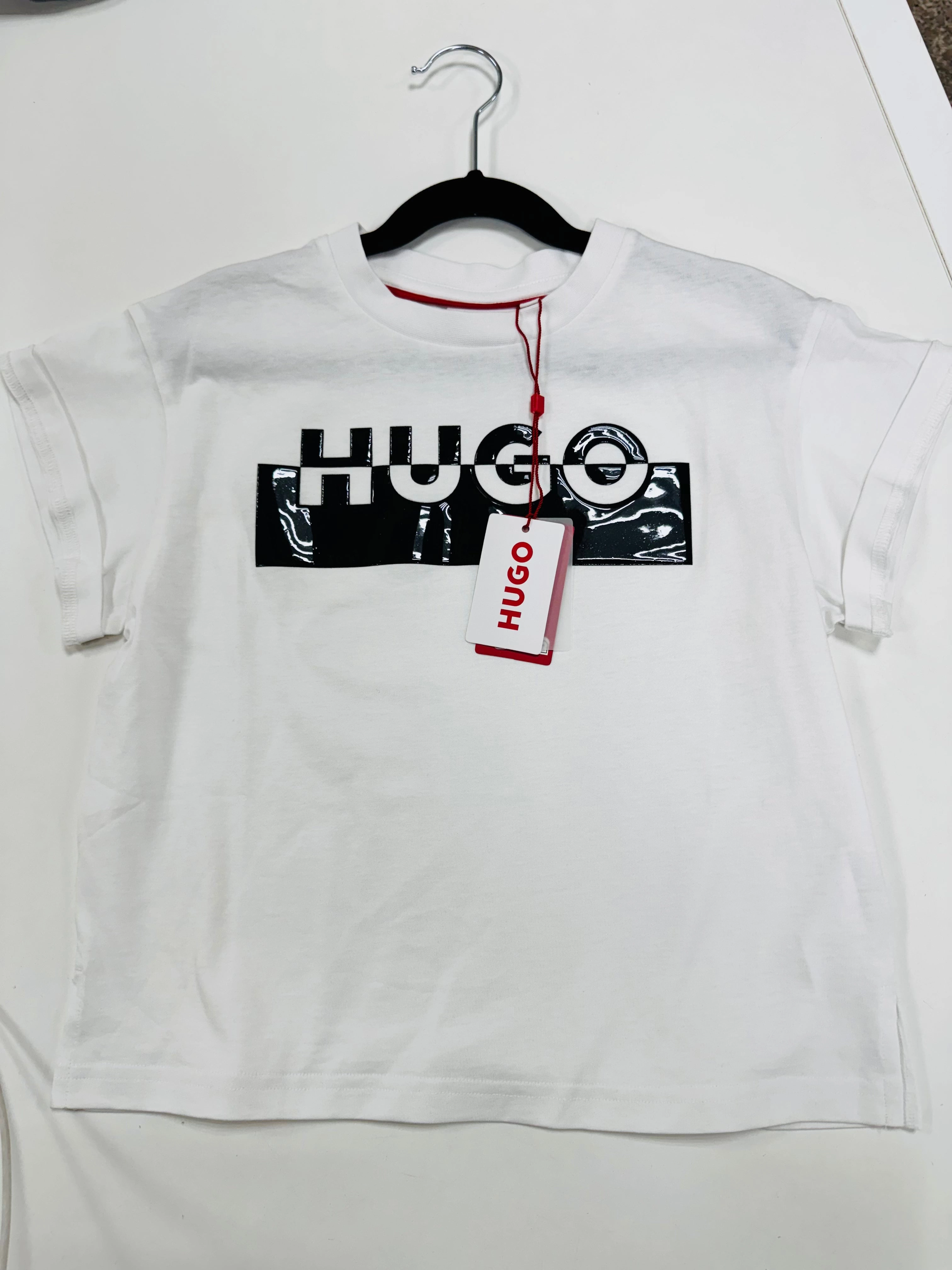 HUGO Kids Logo T-shirt - White - 8Y Embroidered