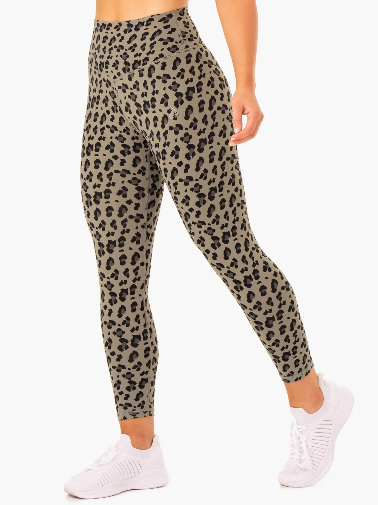 Hybrid Full Length Leggings - Khaki Leopard Beginner Level Quick Dry