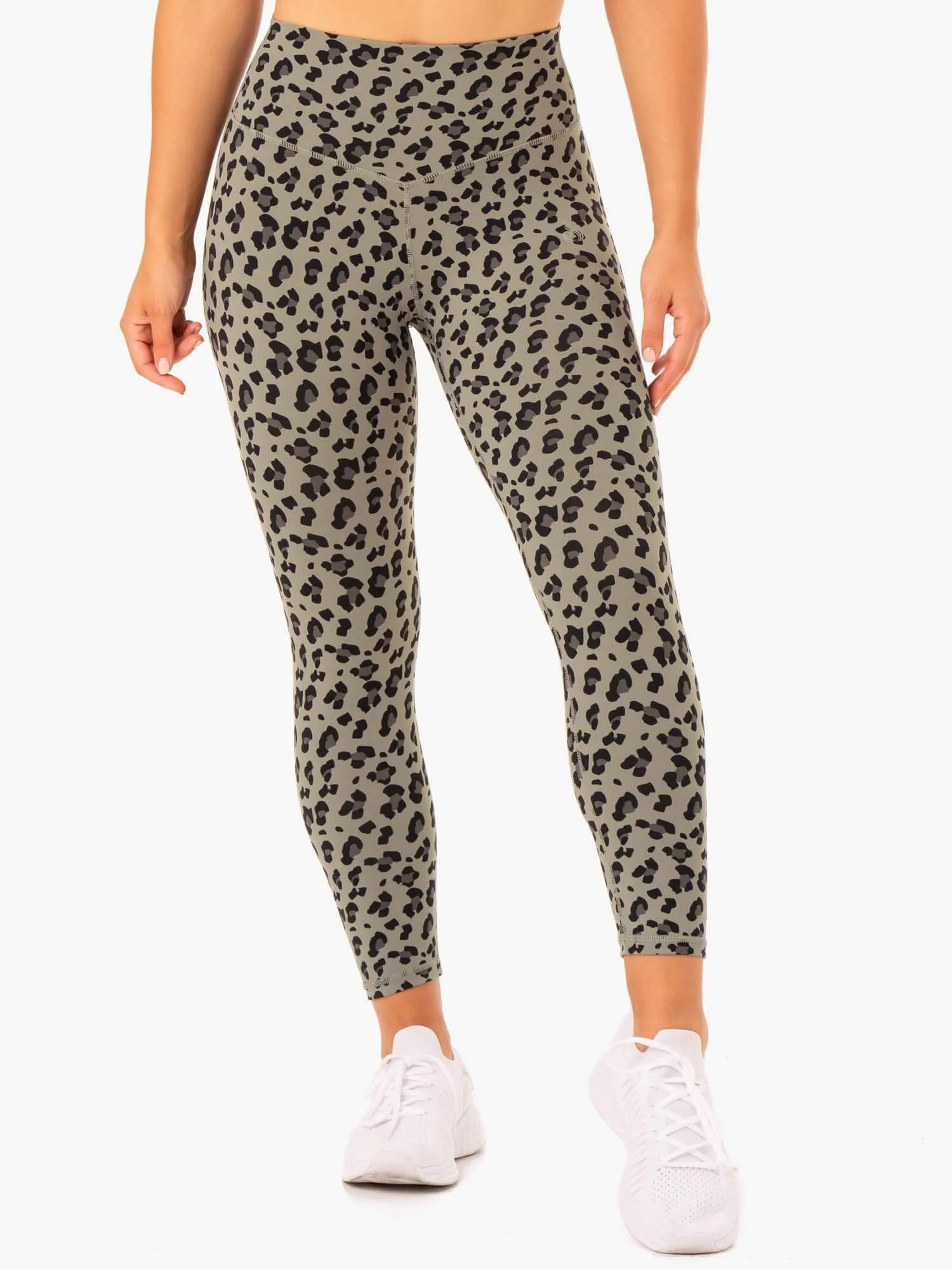 Stretch Fit Outdoor Lover Hybrid Full Length Leggings - Khaki Leopard