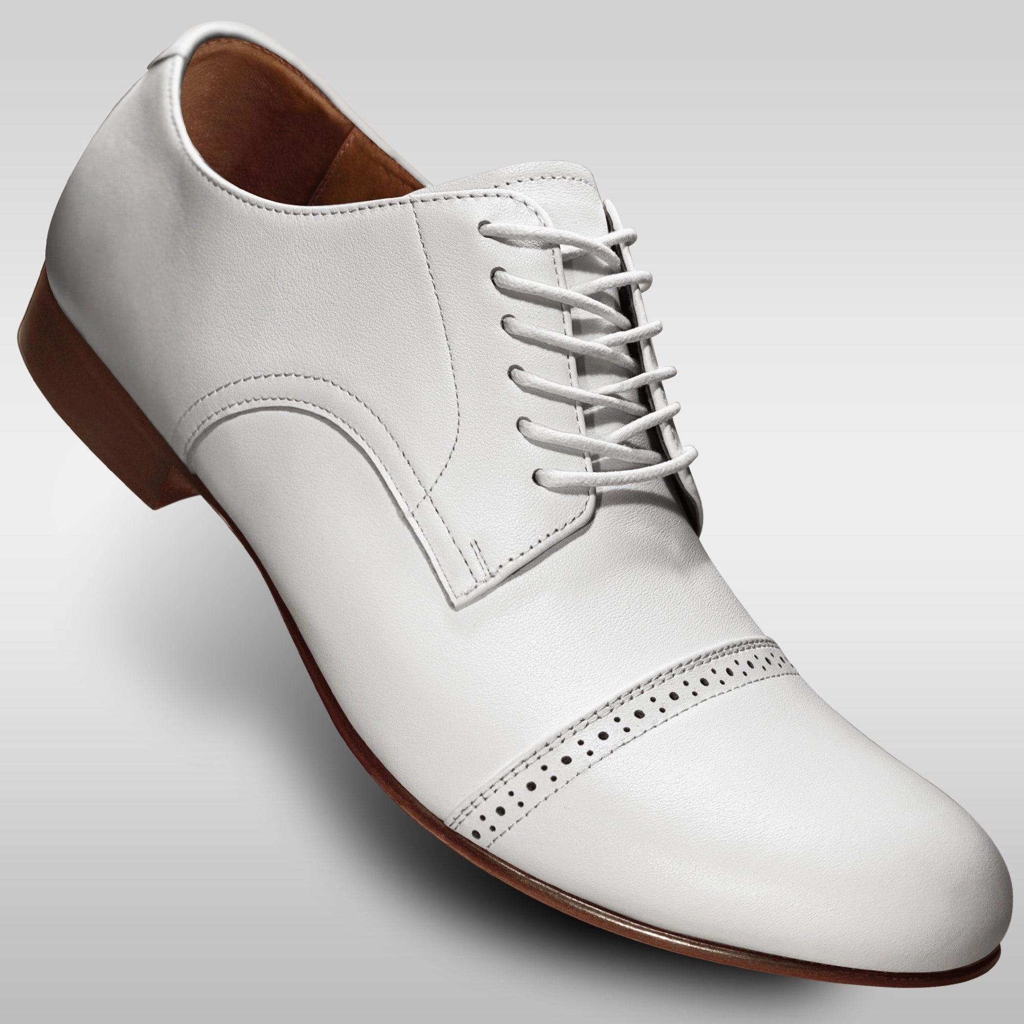 Traction Optimized Aris Allen 1932 White Captoe Swing Dance Shoes