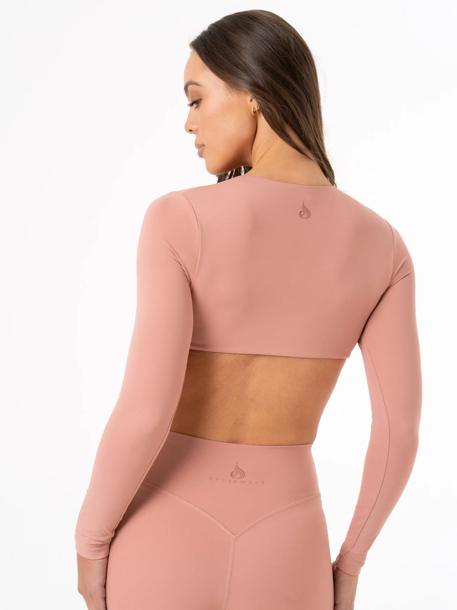 NKD Knot Long Sleeve Top - Dusty Pink FlexibleKnit