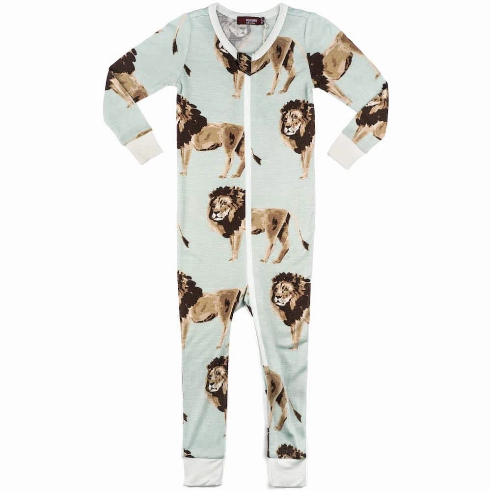 Milkbarn Baby Lion Bamboo Zipper Pajama Faux fur kids' clothing Extra - small