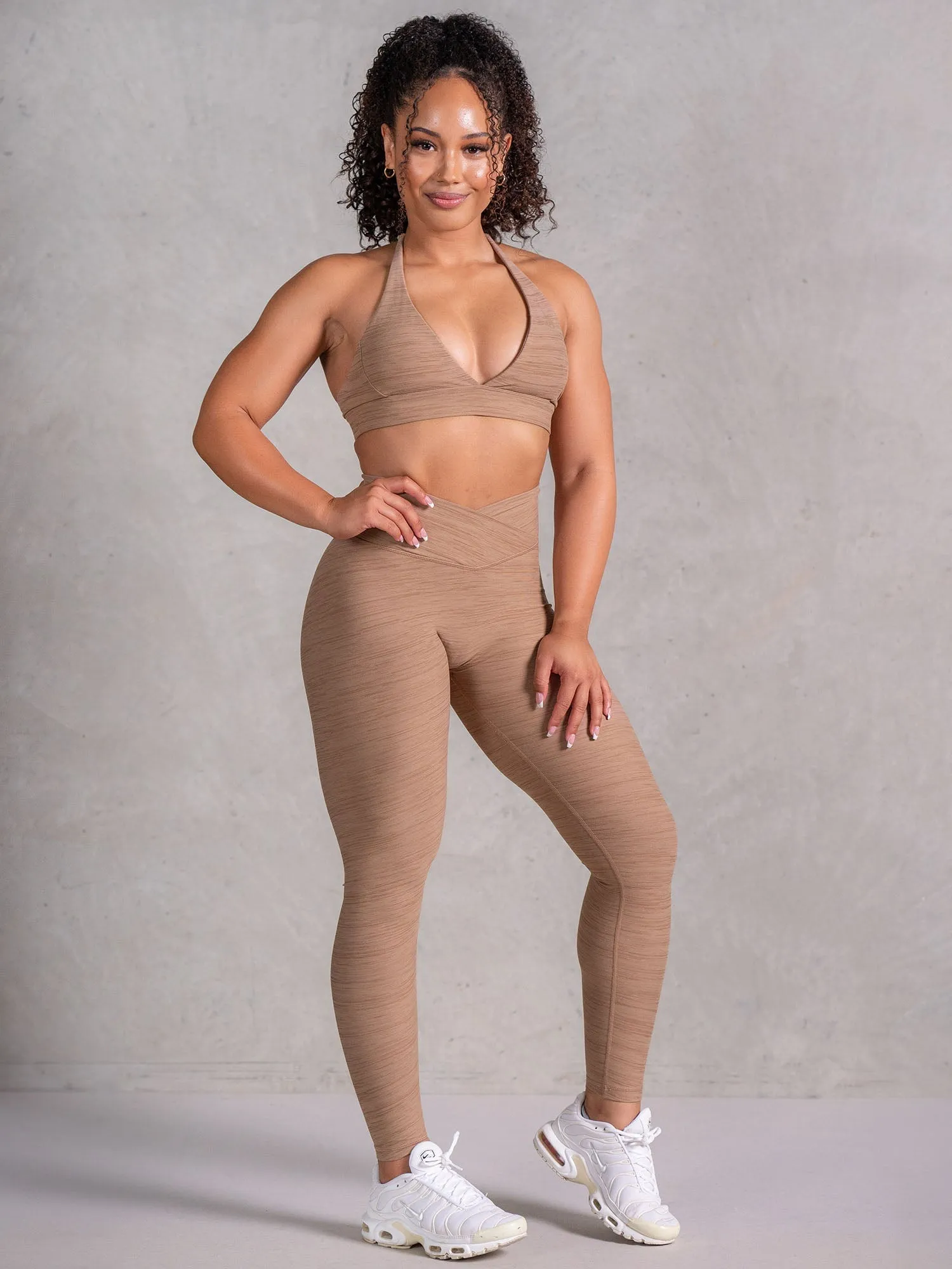 Icon Cross Over Scrunch Leggings - Mocha Marl Trend Seeker Eco Friendly