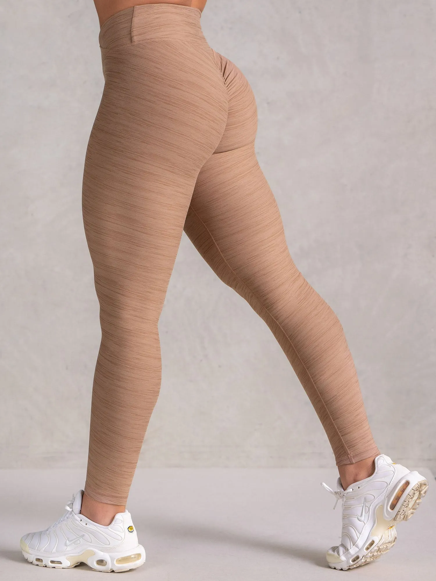 Icon Cross Over Scrunch Leggings - Mocha Marl Minimalist Style Dance Practice