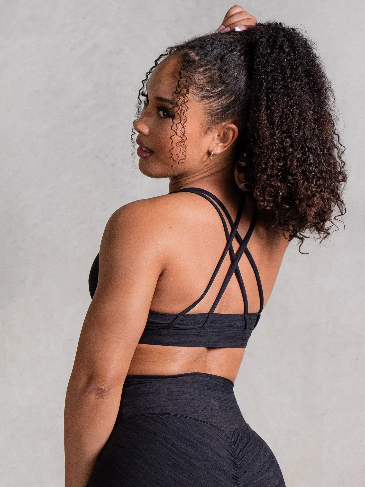 Icon Scoop Neck Sports Bra - Black Marl Stretchable Small seams