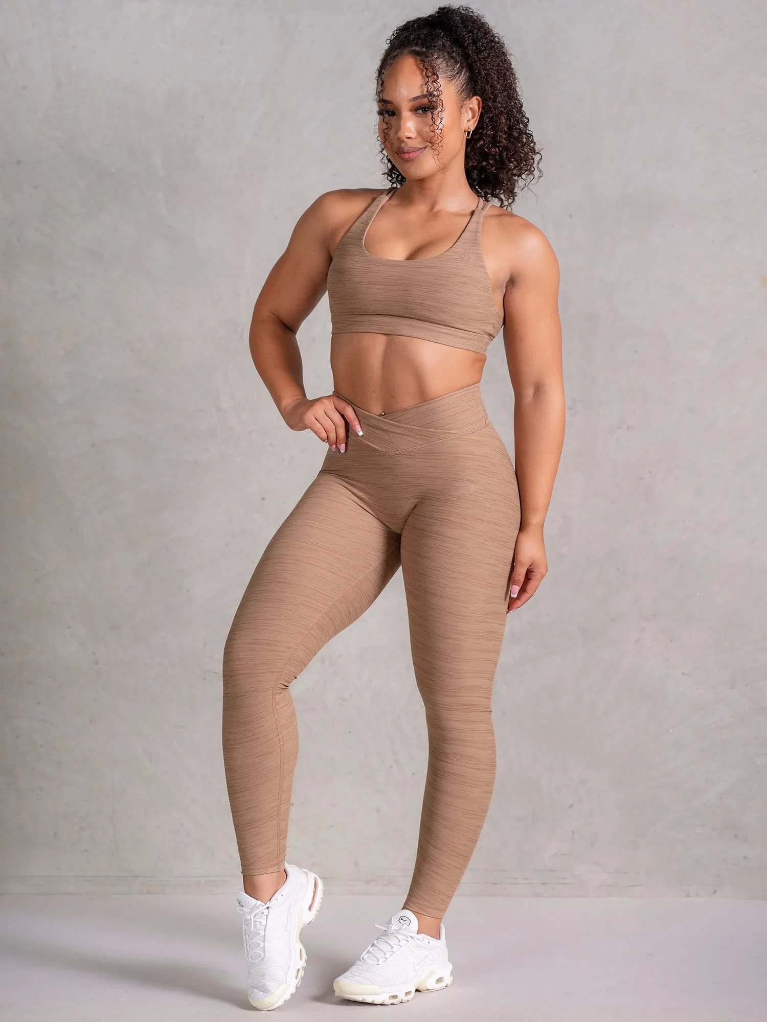 Icon Scoop Neck Sports Bra - Mocha Marl dancers