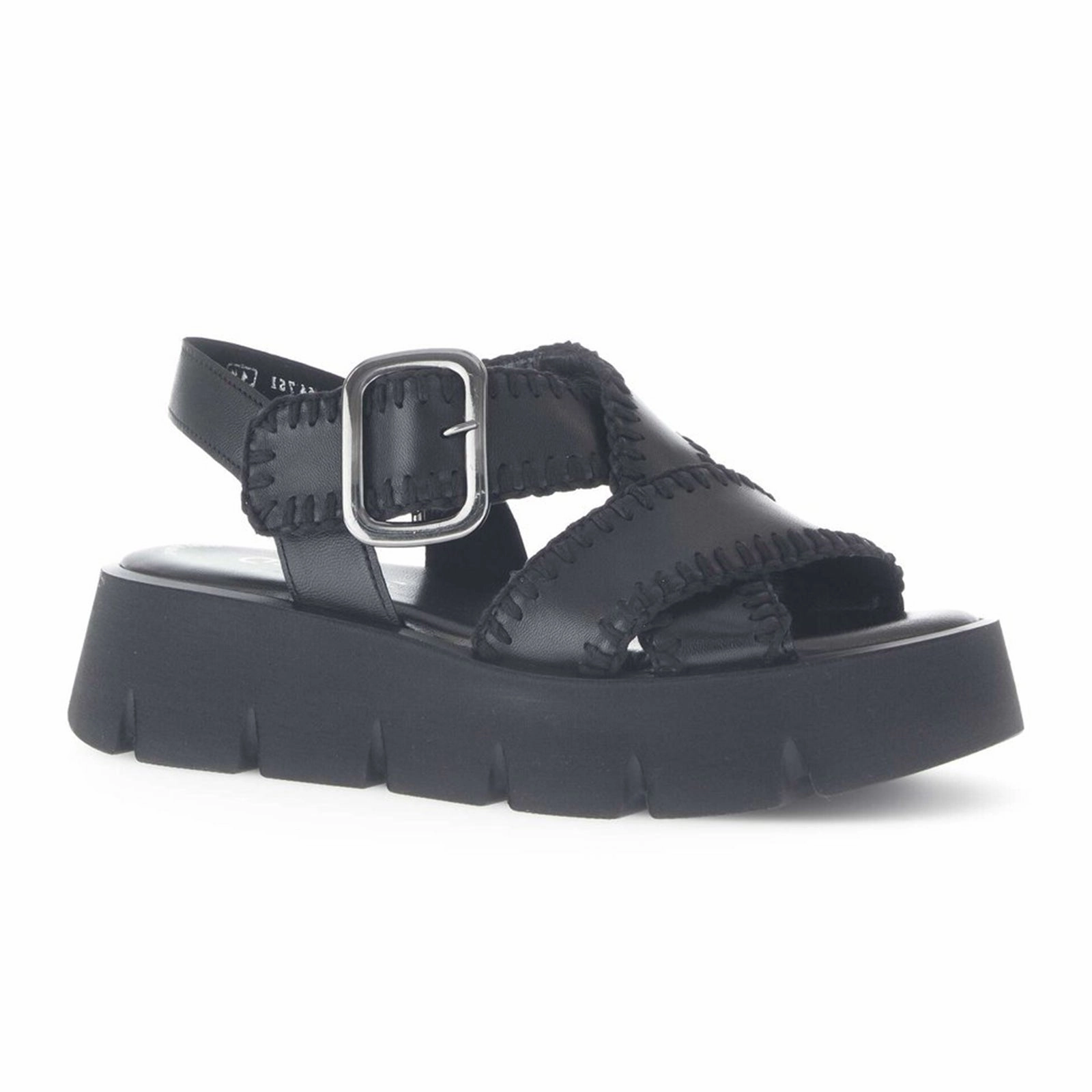 Soft Heel Gabor 751 Stitch Platform Backstrap Sandal (Women) - Lamm Nappa/Schwarz
