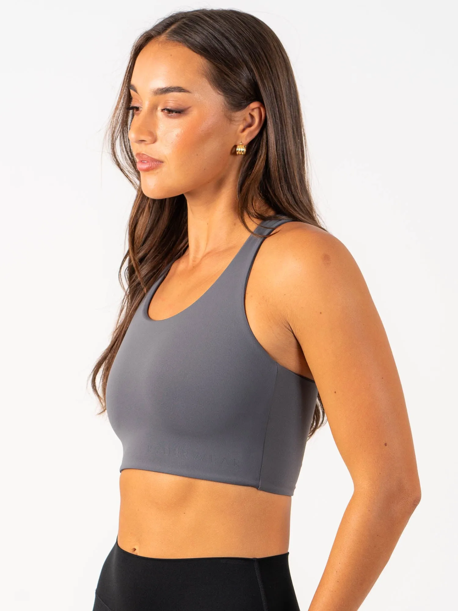 NKD Sports Bra - Charcoal Spaghetti straps Friction Free Edging