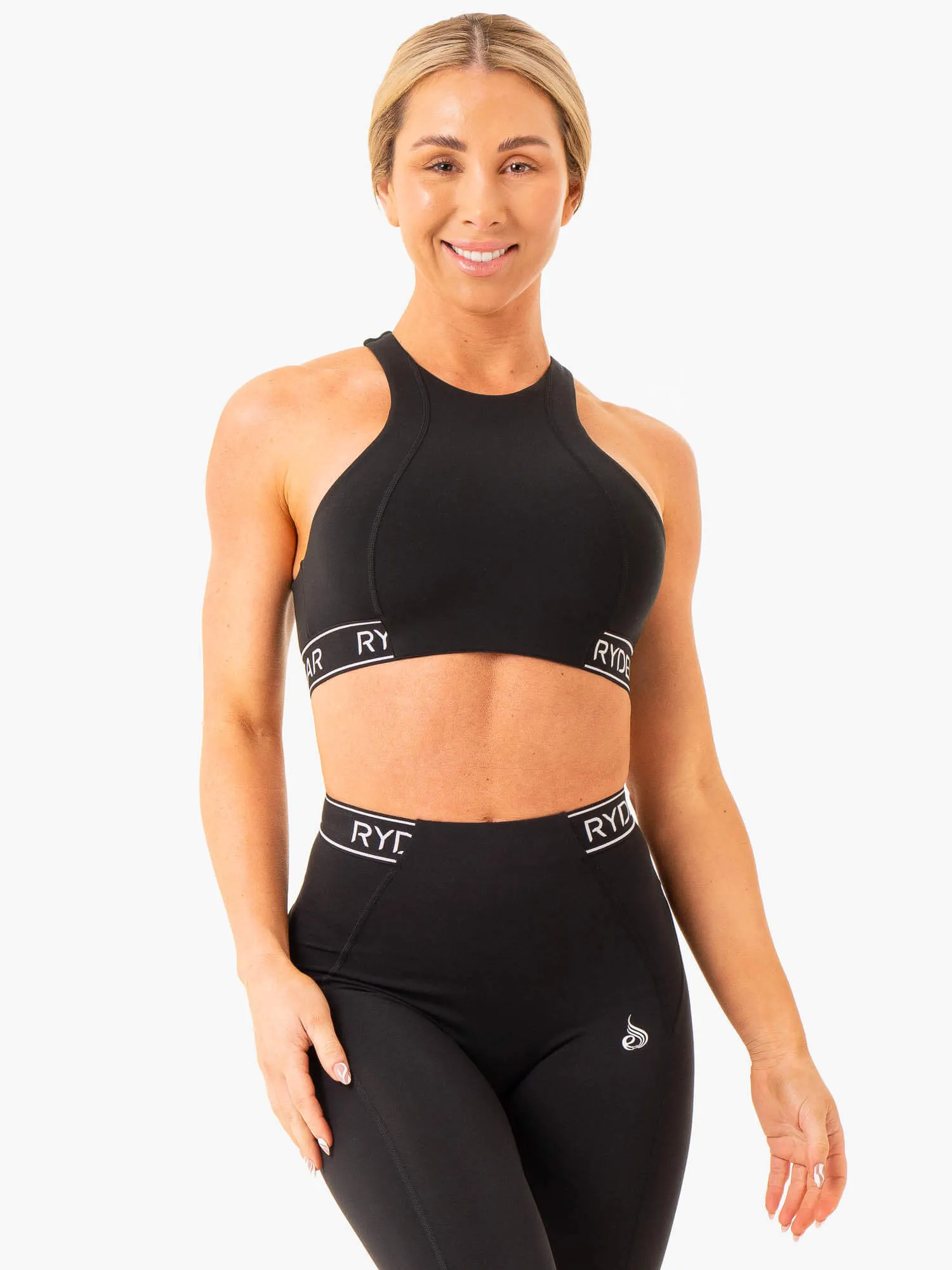 Level Up High Impact Sports Bra - Black Polyester High-impact
