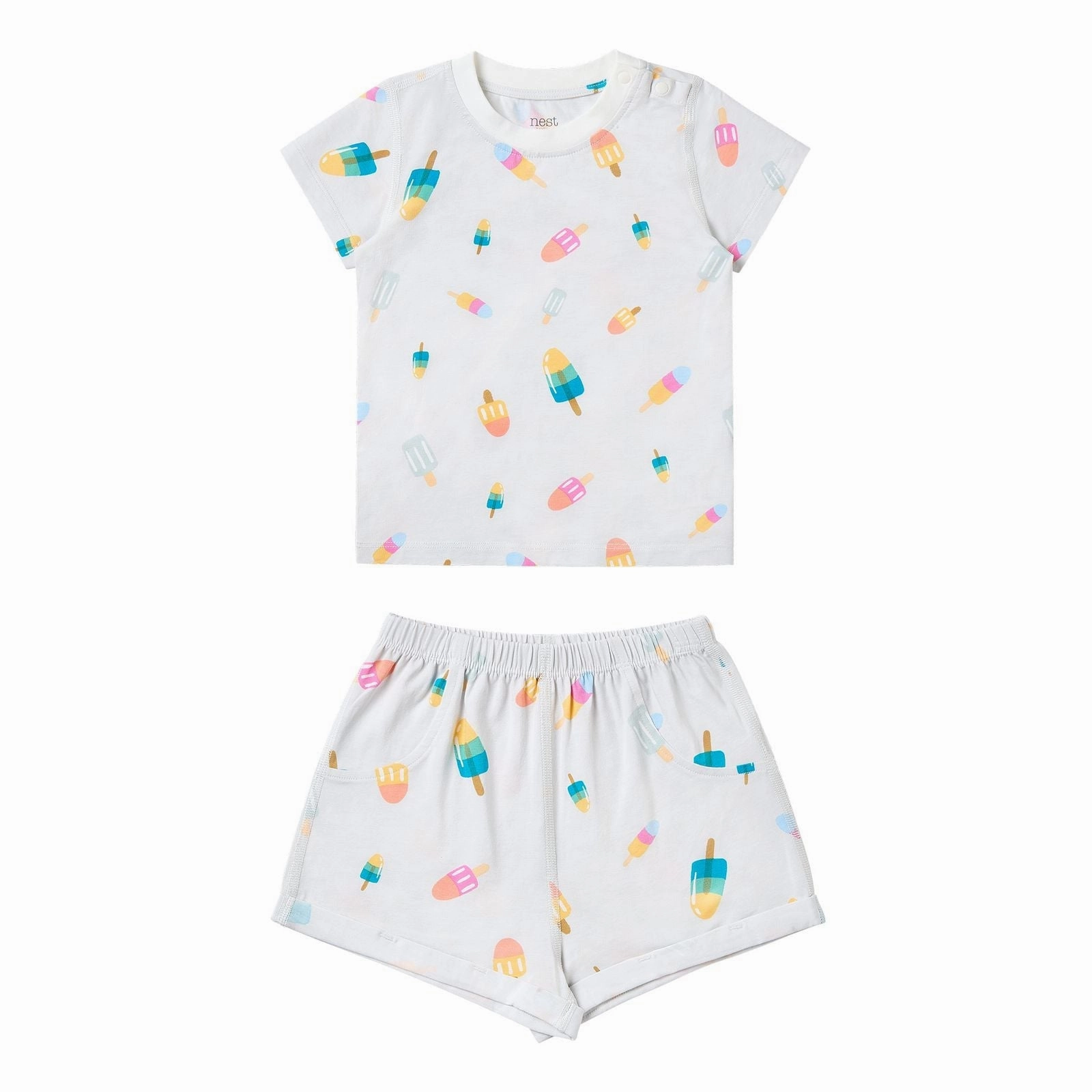 Polyester blended kids' apparel Nest Designs Kids/Baby Short Sleeve Two-Piece PJ Set (Bamboo Jersey) - Summer Pops