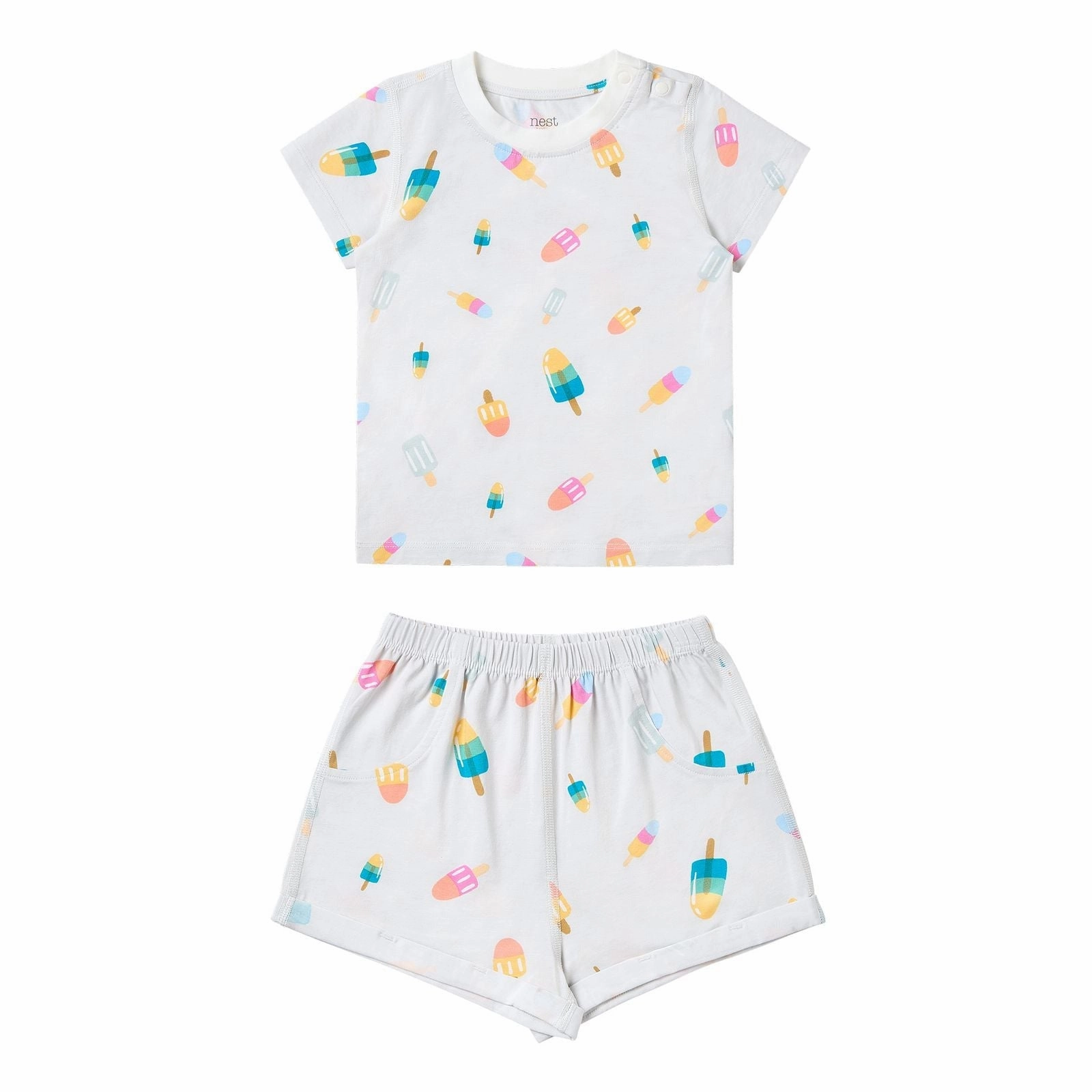 Printed Sweet Nest Designs Kids/Baby Short Sleeve Two-Piece PJ Set (Bamboo Jersey) - Summer Pops