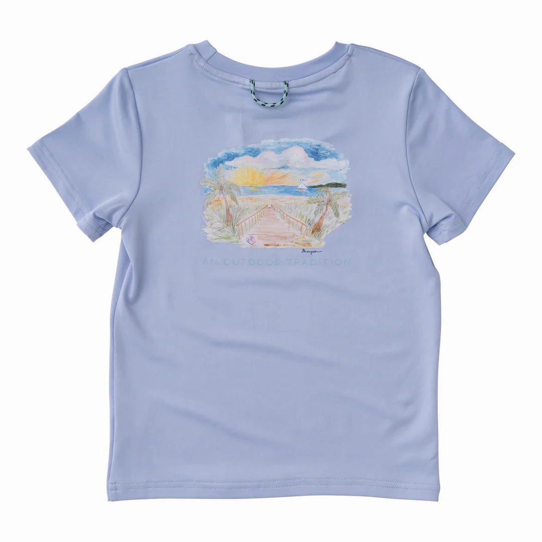 Favorite Metallic looking children's wear Pro Performance Sweet Lavender Fishing Tee - Beach Art