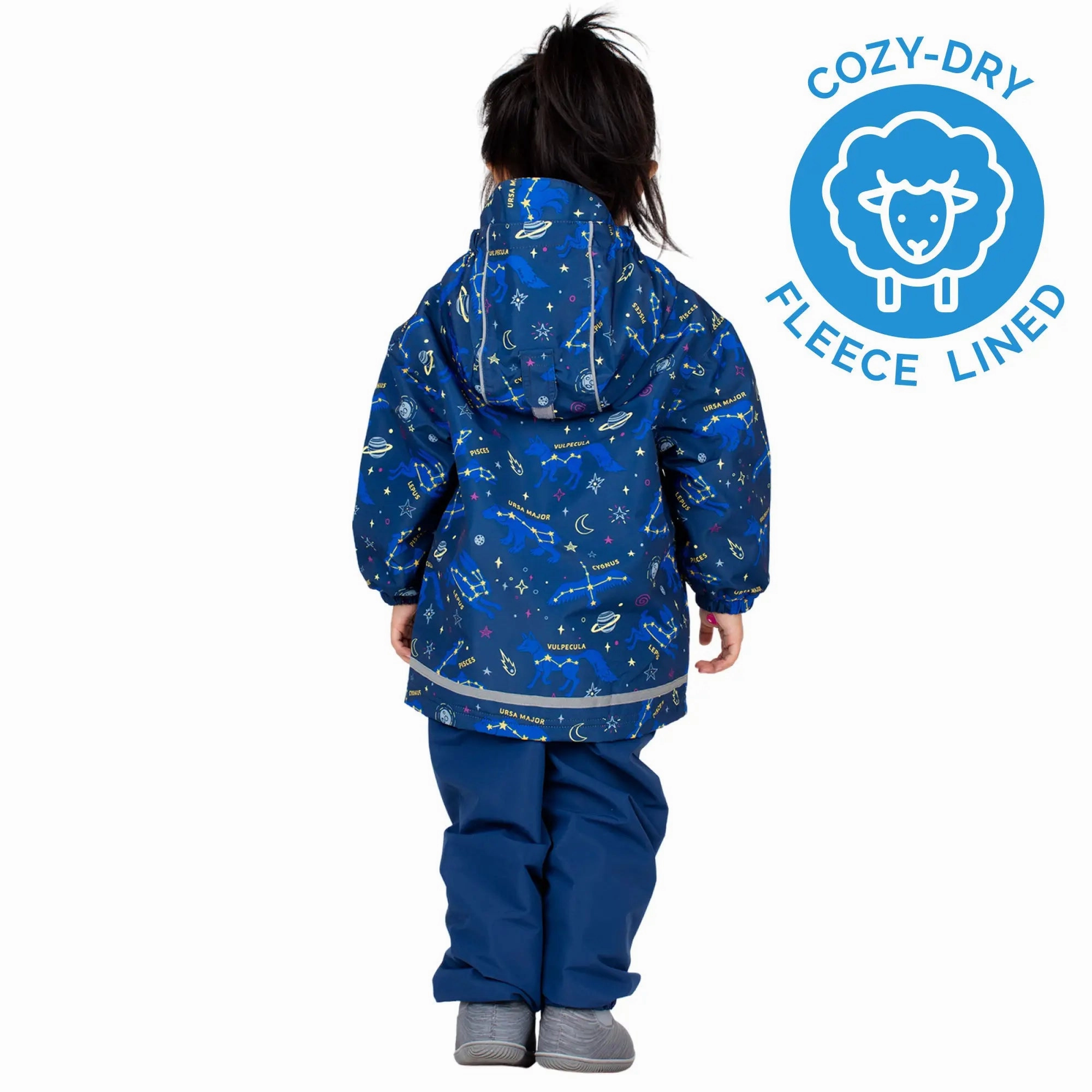 Jan & Jul Kids Cozy-Dry Waterproof Jacket - Constellations Modern