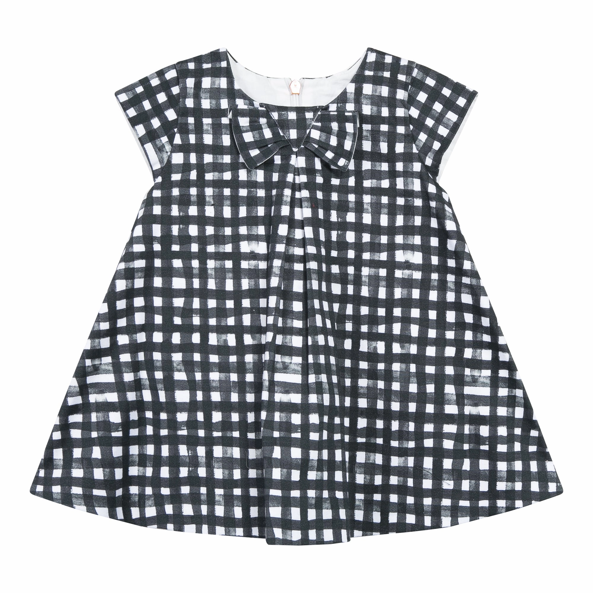 Laced Christmas outfits for children Jean Bourget Kids Baby Girl Black Plaid Short Sleeve Dress