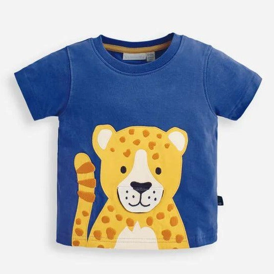 Jojo Maman Bebe Kids Boy's Cheetah T-Shirt - Indigo Monochromatic outfits for children Plain kids' clothes