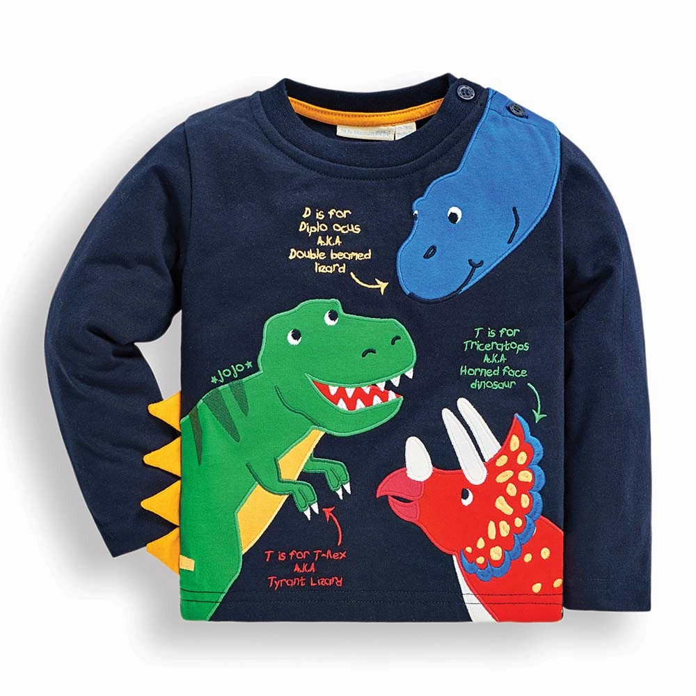 Jojo Maman Bebe Kids Boy's Dinosaurs Long Sleeve Shirts/Top Colorful kids' clothes