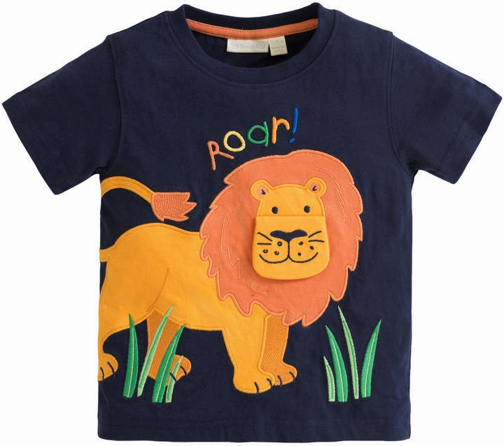 Animal print clothes for children Adjustable kids' clothing Jojo Maman Bebe Kids Boys/Baby Lion T-shirt in Navy