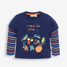 Pre - teen Wild Jojo Maman Bebe Kids Navy Growing Vegetables Top