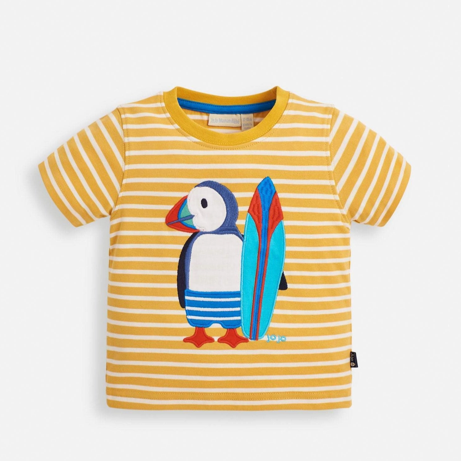 Jojo Maman Bebe Kids Surfing Puffin Applique T-Shirt odor - resistant