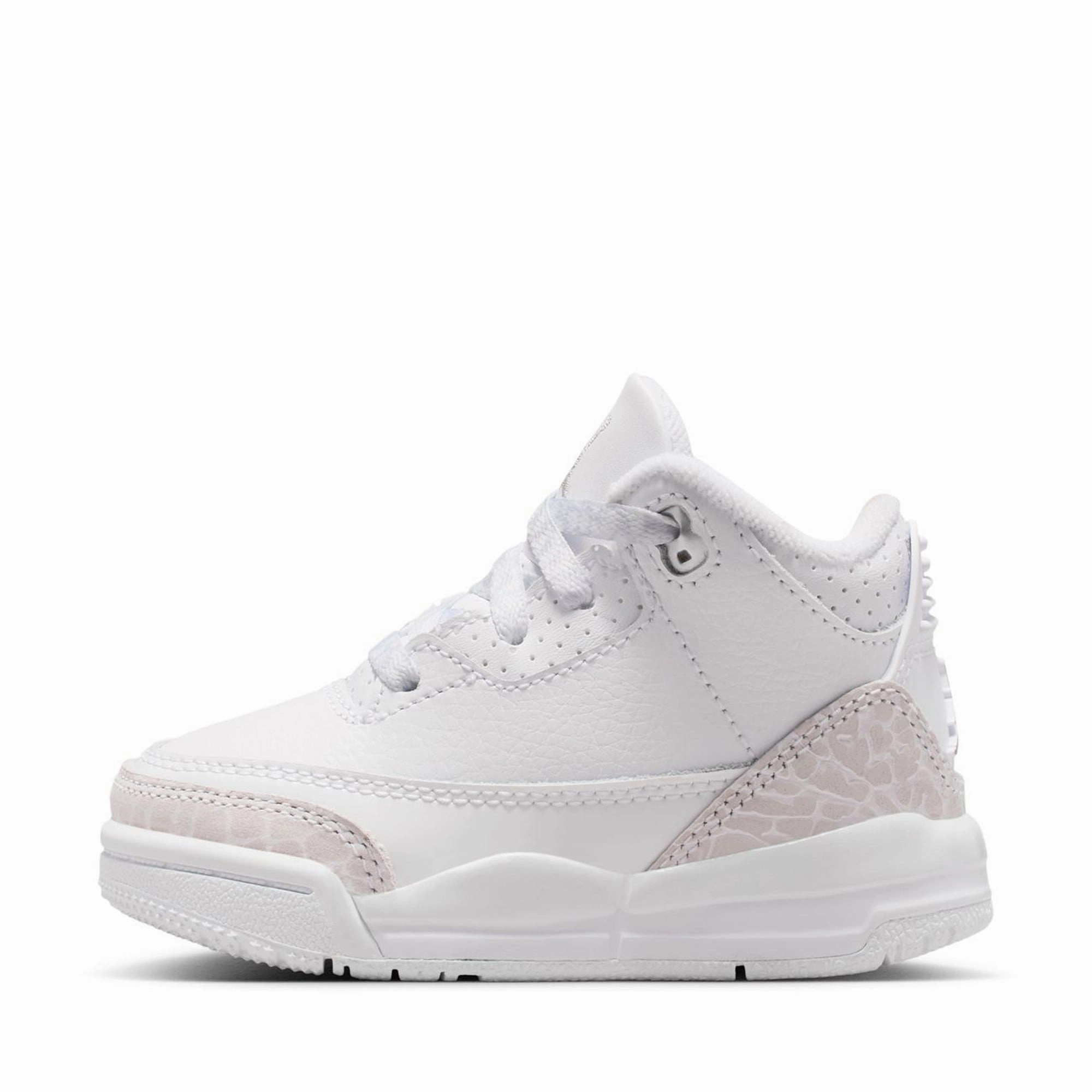 Easy on Heel Firm Jordan 3 Retro 'Pure Money' (TD) - White/Metallic Silver