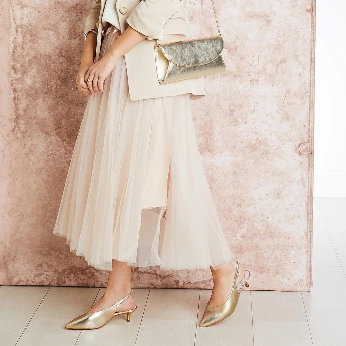 Kara: Gold Leather Evening Stilettos