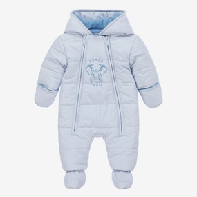 Kenzo Baby Blue Elephant Puffer Baby Snowsuit - 3M Low - cost lined
