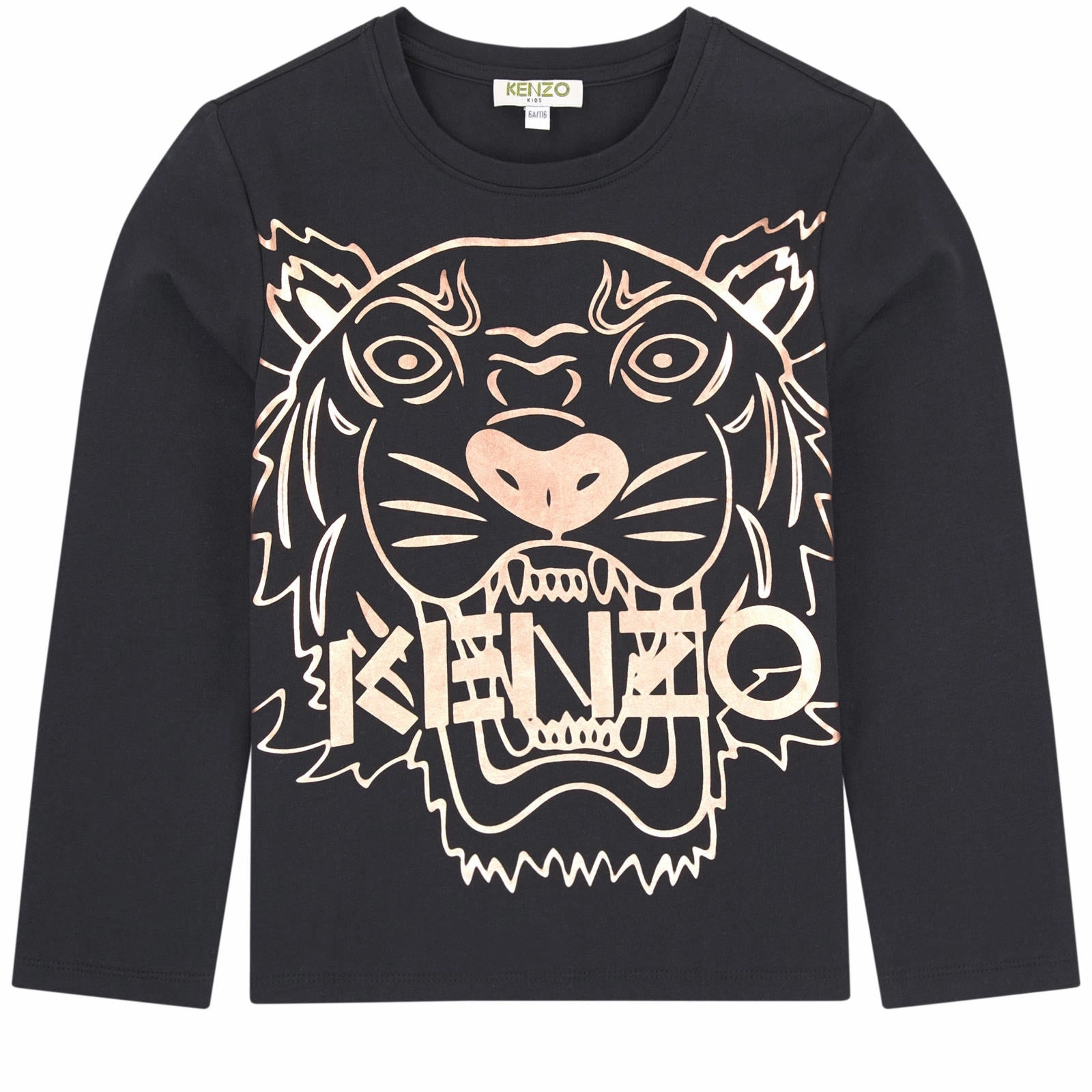 Metallic looking children's wear Kenzo Kids Black Cotton Tiger Top