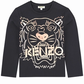 Kenzo Kids Black Cotton Tiger Top School uniform items for kids Skiing wear for children