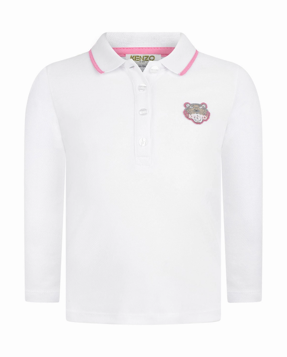 Kenzo Kids Girl Logo Polo Shirt in White windproof
