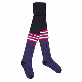Polka dotted kids' outfits Kenzo Kids Girl Navy Pink Tights