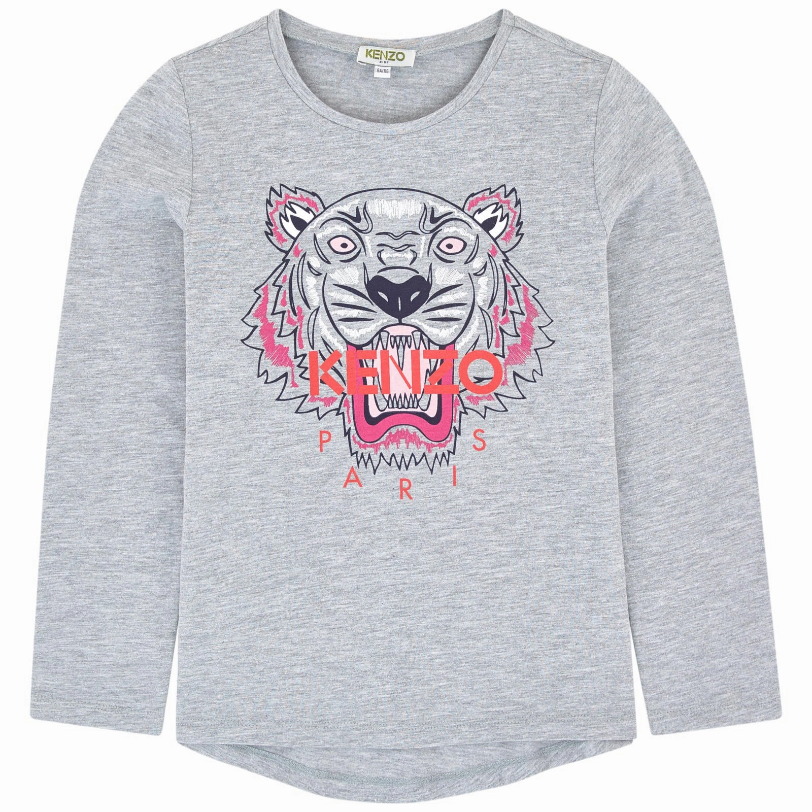 Kenzo Kids Girls Grey Tiger Logo Top timeless Stretchy