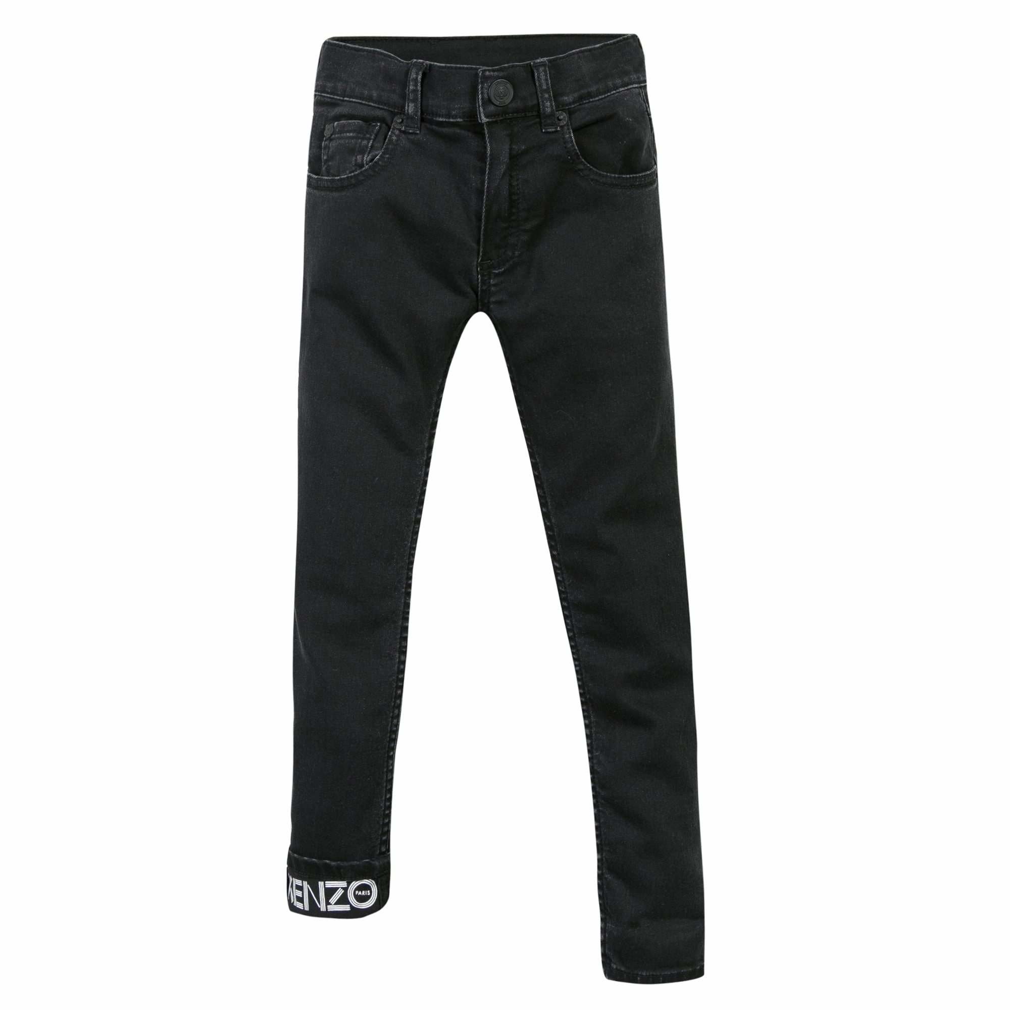 Kenzo Kids Skinny Fit Lined Black Jeans Headwear Faux - Leather