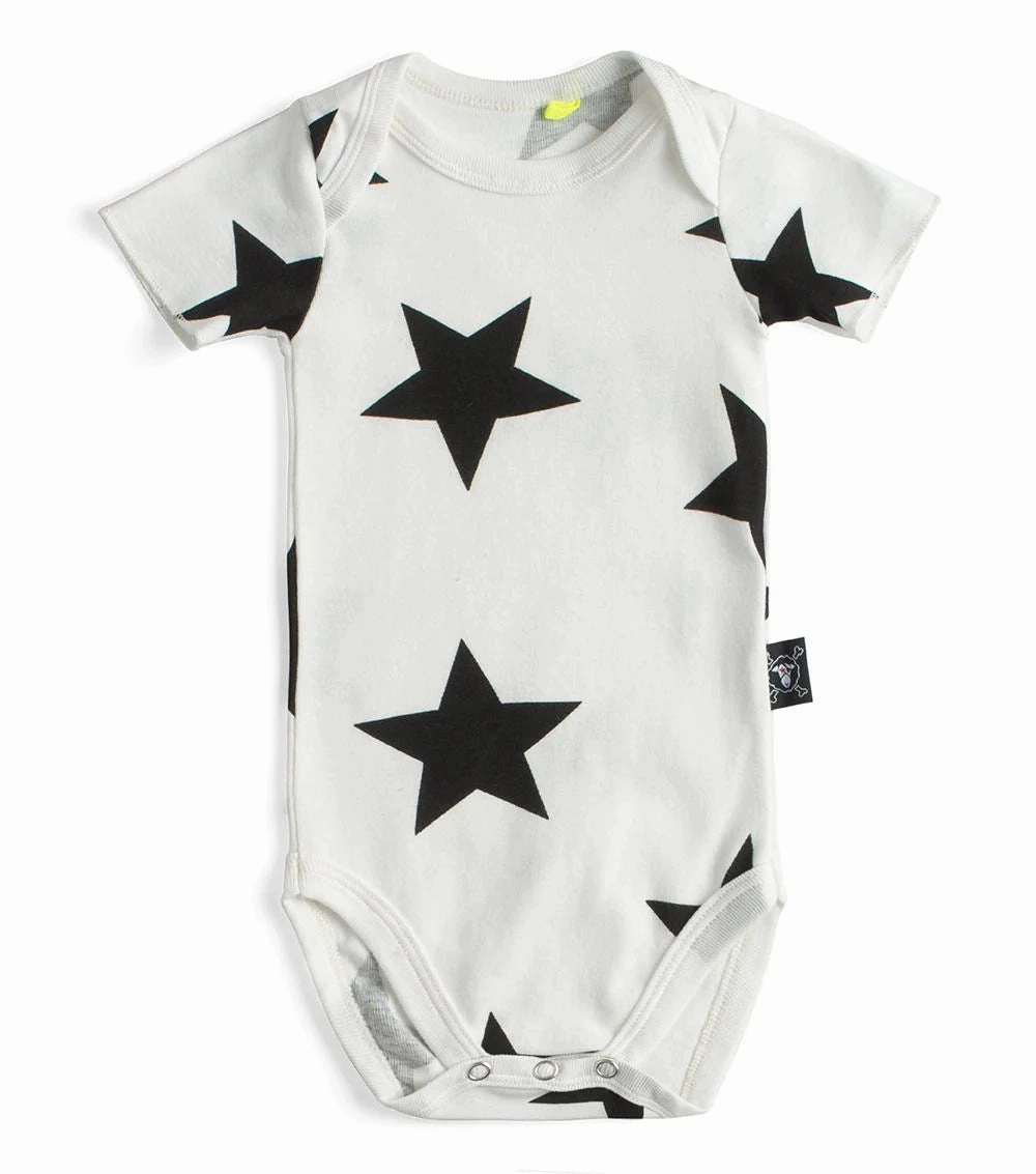 insulated Train journey clothes for children Nununu Baby STAR Onesie - White - 6-12M