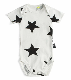 insulated Train journey clothes for children Nununu Baby STAR Onesie - White - 6-12M