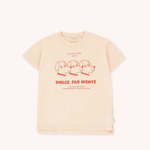 Polka dotted kids' outfits TINYCOTTONS Kids "DFN DOGS" TEE in light cream/red 035