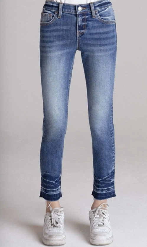 Warm Birthday party wear for children Girls Dark Blue Skinny Jeans