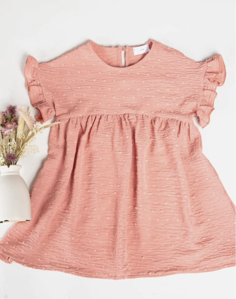 Kids Woven Swiss Dots Babydoll Mini Dress Machine washable kids' clothes Fancy