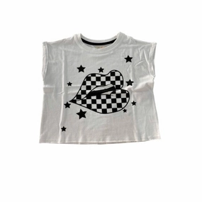 Safe Kiss Lips in Checkered Tween Tee
