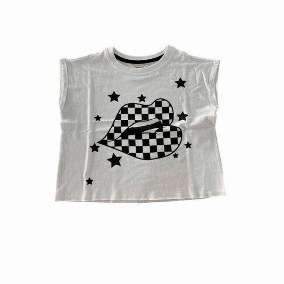 Safe Kiss Lips in Checkered Tween Tee