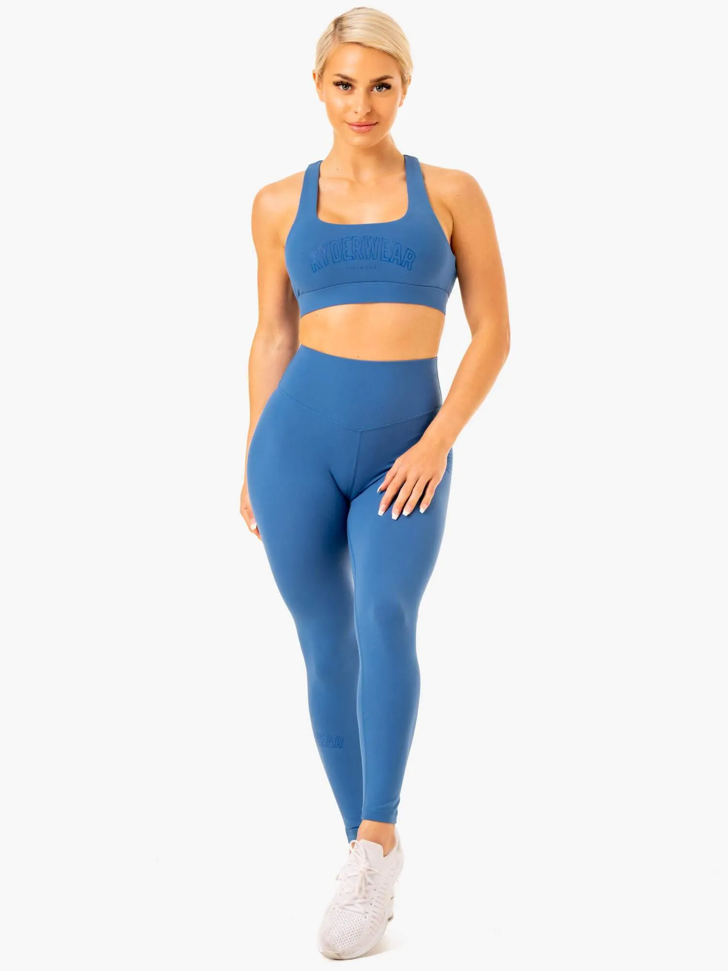 Knockout Racer Back Sports Bra - Blue Modern Non-Slip Band