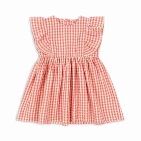 Konges Sloejd Kids Kim Frill Dress Gots - Flamingo Plume Check Urban Lounge - Wear