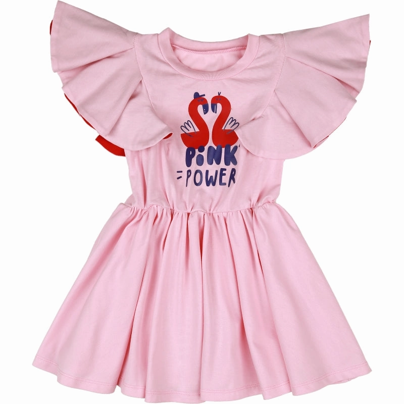 Kukukid Pompom Dress - Pink Power Washable kids' apparel Fall