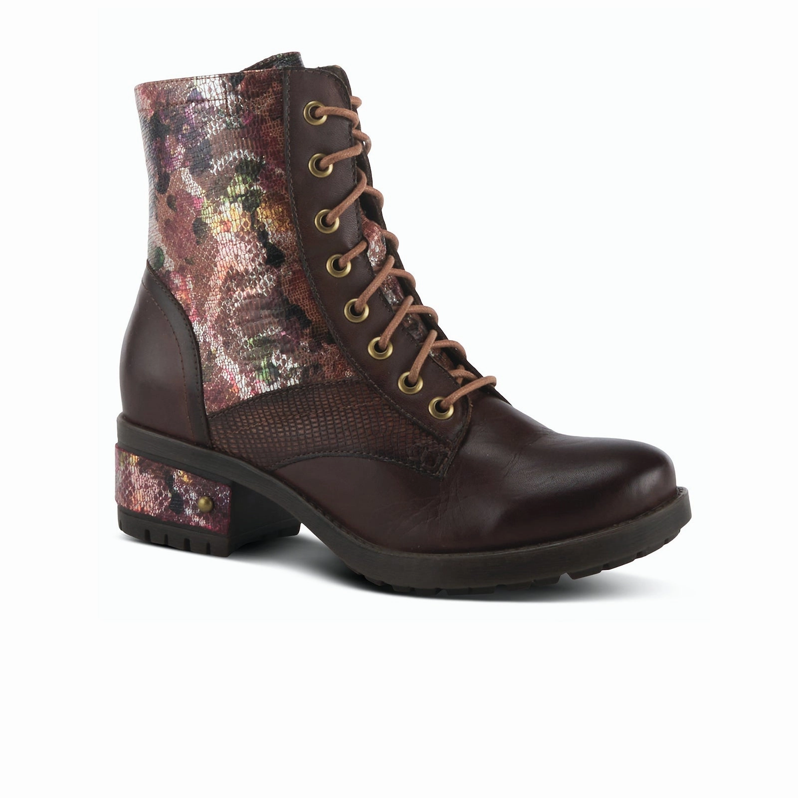 L'Artiste Marty-Met Combat Boot (Women) - Brown Multi Practical Everyday Shoes