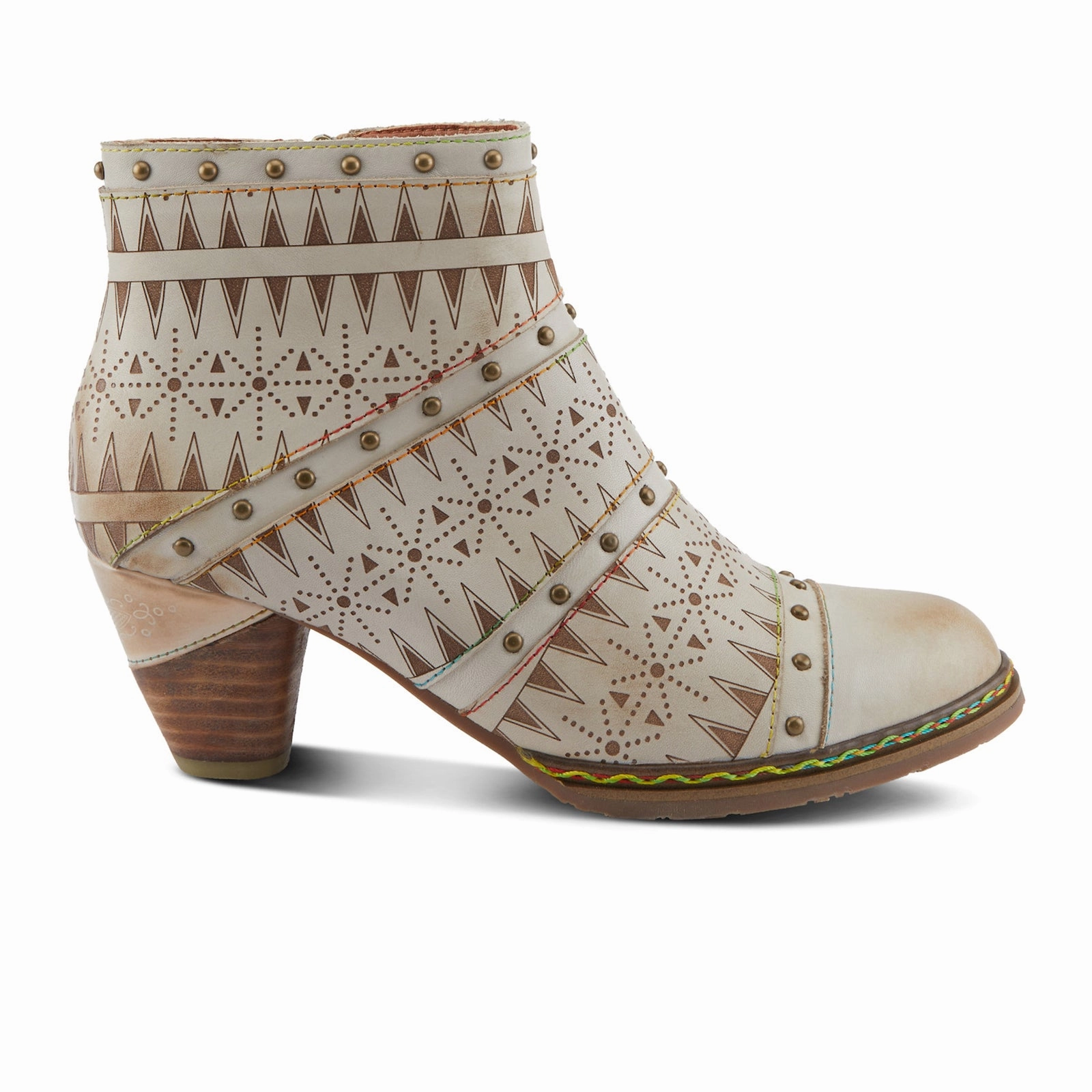 L'Artiste Niobe Heeled Ankle Boot (Women) - Beige Multi Easy On/Off Street Dash