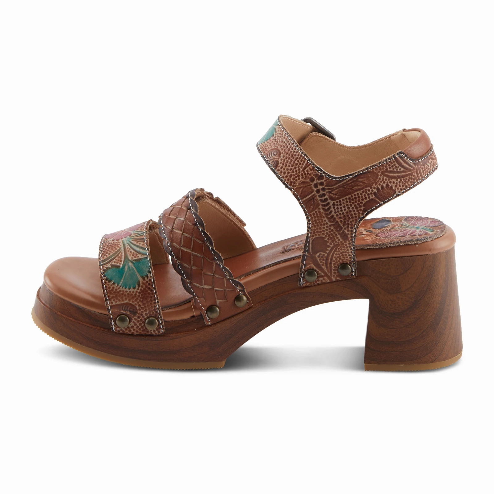 Reinforced Seams Responsive Midsole L'Artiste Retropel Wedge Sandal (Women) - Brown Multi